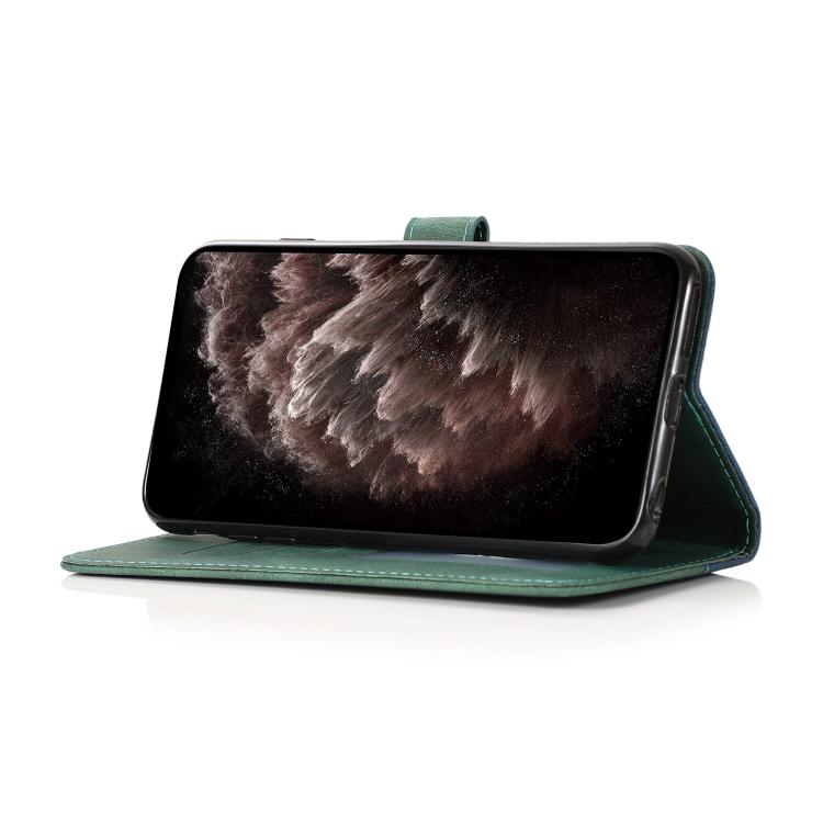 For iPhone 16e Dual-color Stitching Leather Phone Case(Blue Green) by bashfashion