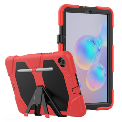 For Samsung Galaxy Tab S6 Lite P610 Shockproof Colorful Silicon + PC Protective Case with Holder & Pen Slot(Red) by bashfashion