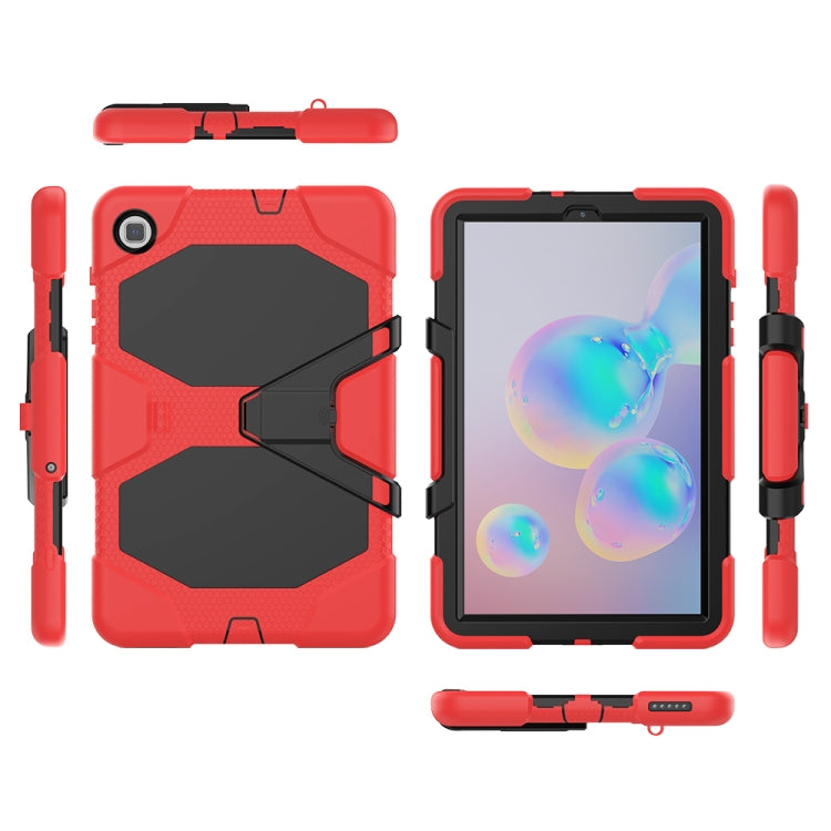 For Samsung Galaxy Tab S6 Lite P610 Shockproof Colorful Silicon + PC Protective Case with Holder & Pen Slot(Red) by bashfashion