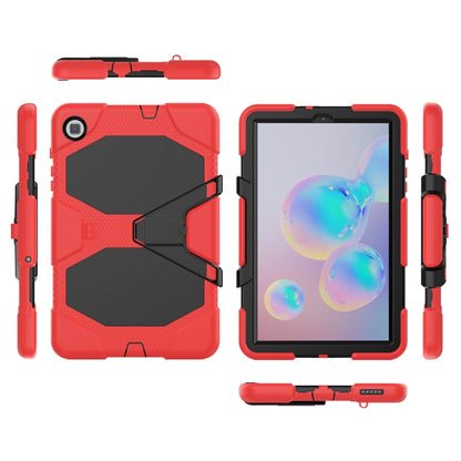 For Samsung Galaxy Tab S6 Lite P610 Shockproof Colorful Silicon + PC Protective Case with Holder & Pen Slot(Red) by bashfashion