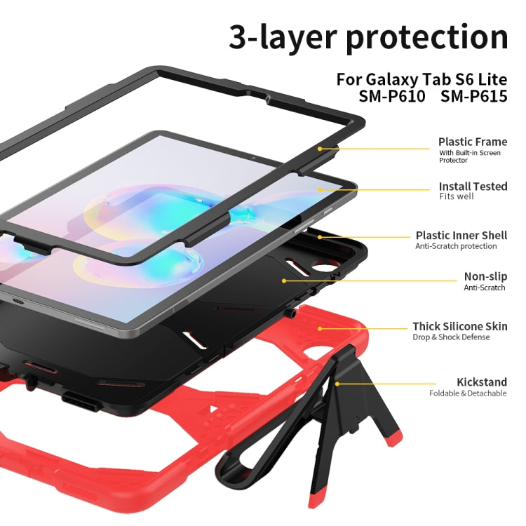 For Samsung Galaxy Tab S6 Lite P610 Shockproof Colorful Silicon + PC Protective Case with Holder & Pen Slot(Red) by bashfashion