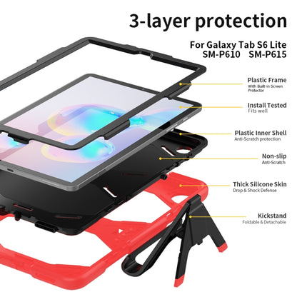 For Samsung Galaxy Tab S6 Lite P610 Shockproof Colorful Silicon + PC Protective Case with Holder & Pen Slot(Red) by bashfashion