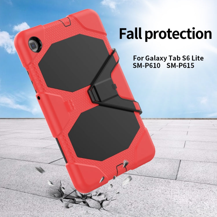 For Samsung Galaxy Tab S6 Lite P610 Shockproof Colorful Silicon + PC Protective Case with Holder & Pen Slot(Red) by bashfashion
