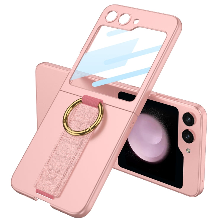 For Samsung Galaxy Z Flip5 GKK Integrated Ultrathin Shockproof Phone Case with Ring Wrist Strap(Pink) by GKK
