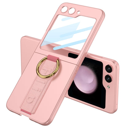 For Samsung Galaxy Z Flip5 GKK Integrated Ultrathin Shockproof Phone Case with Ring Wrist Strap(Pink) by GKK