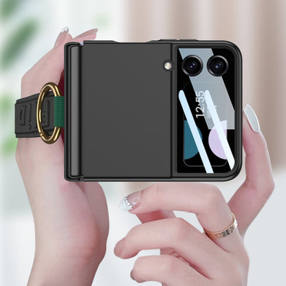 For Samsung Galaxy Z Flip4 5G GKK Integrated Ultrathin Shockproof Phone Case with Ring Wrist Strap(Black) by GKK