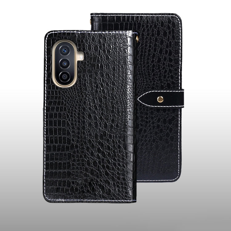 For Huawei nova Y71 idewei Crocodile Texture Leather Phone Case(Black) by idewei