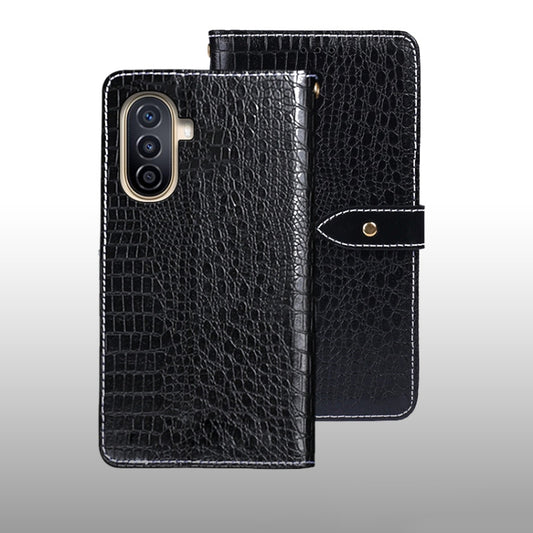For Huawei nova Y71 idewei Crocodile Texture Leather Phone Case(Black) by idewei
