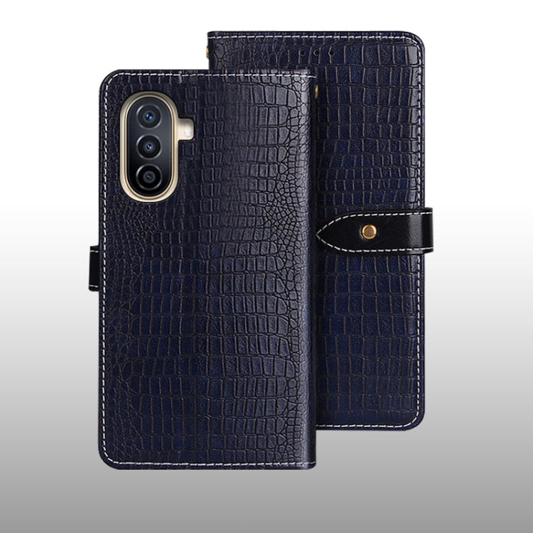 For Huawei nova Y71 idewei Crocodile Texture Leather Phone Case(Dark Blue) by idewei
