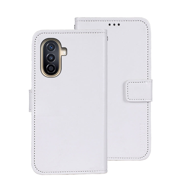 For Huawei nova Y71 idewei Crazy Horse Texture Leather Phone Case with Holder(White) by idewei