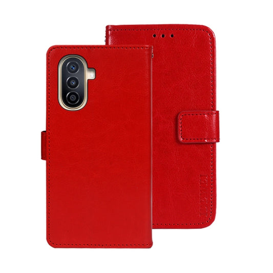 For Huawei nova Y71 idewei Crazy Horse Texture Leather Phone Case with Holder(Red) by idewei