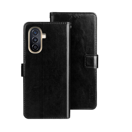 For Huawei nova Y71 idewei Crazy Horse Texture Leather Phone Case with Holder(Black) by idewei