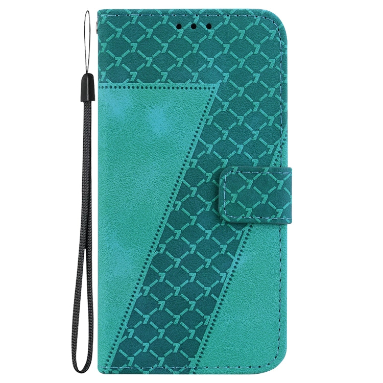 For iPhone 16e Seven-shaped Embossed Leather Phone Case(Green) by bashfashion