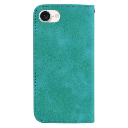 For iPhone 16e Seven-shaped Embossed Leather Phone Case(Green) by bashfashion