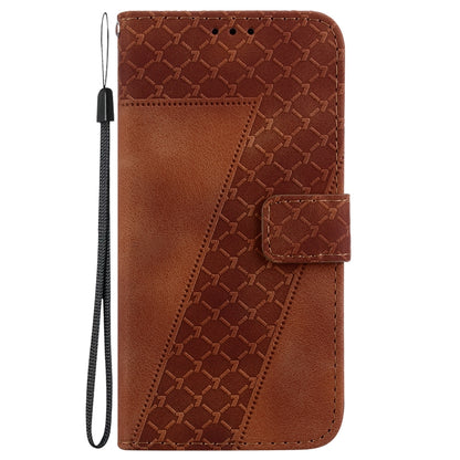 For iPhone 16e Seven-shaped Embossed Leather Phone Case(Brown) by bashfashion