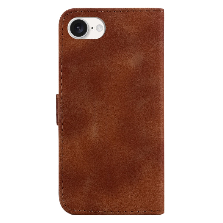For iPhone 16e Seven-shaped Embossed Leather Phone Case(Brown) by bashfashion