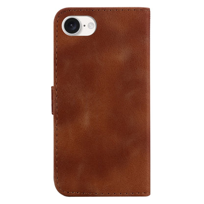 For iPhone 16e Seven-shaped Embossed Leather Phone Case(Brown) by bashfashion