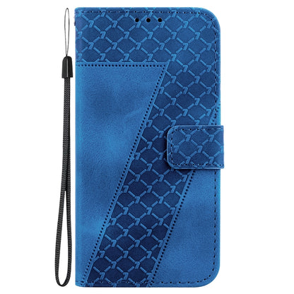 For iPhone 16e Seven-shaped Embossed Leather Phone Case(Blue) by bashfashion