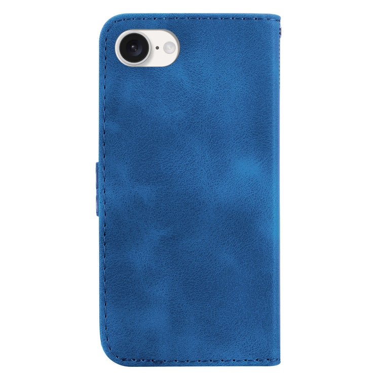 For iPhone 16e Seven-shaped Embossed Leather Phone Case(Blue) by bashfashion