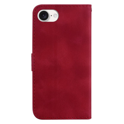 For iPhone 16e Seven-shaped Embossed Leather Phone Case(Red) by bashfashion