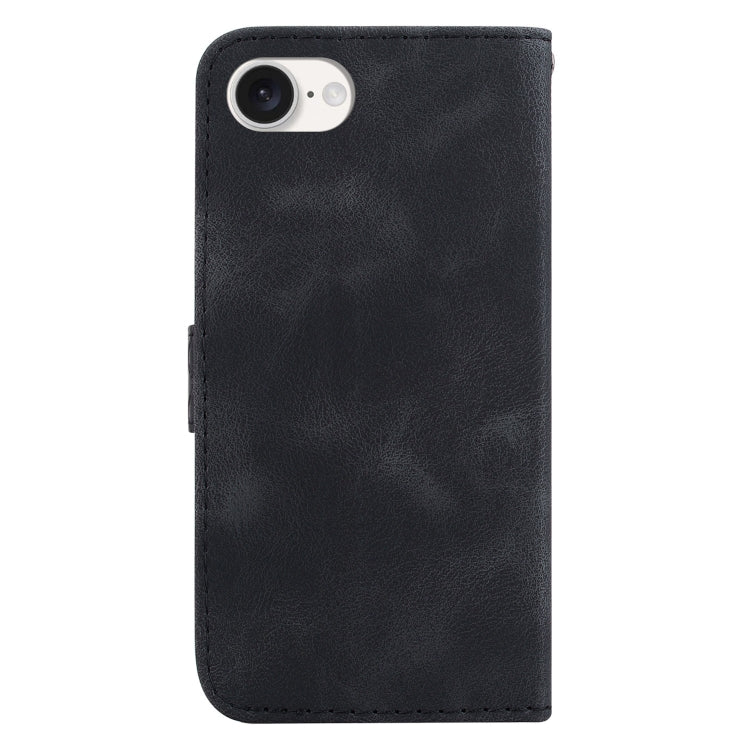 For iPhone 16e Seven-shaped Embossed Leather Phone Case(Black) by bashfashion