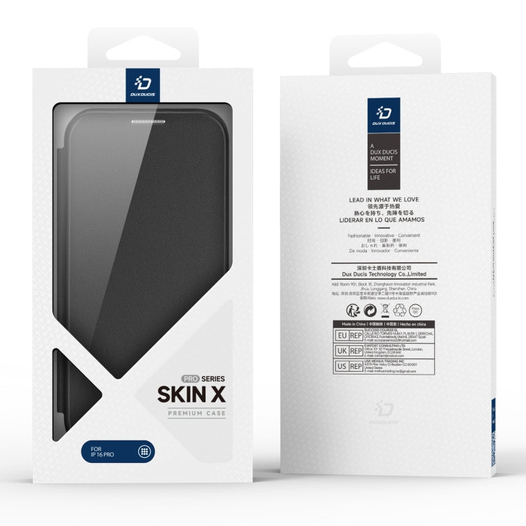 For iPhone 16 Pro DUX DUCIS Skin X Pro Series Magsafe PC + TPU Phone Leather Case(Black) by DUX DUCIS
