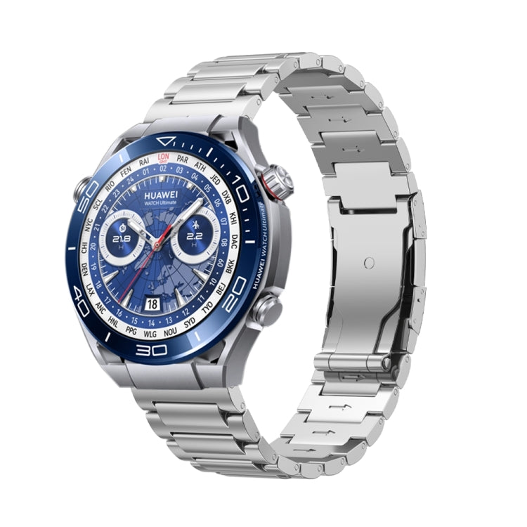 22mm Three Strains Vertical Riser Turtle Buckle Titanium Metal Watch Band(Silver) by bashfashion