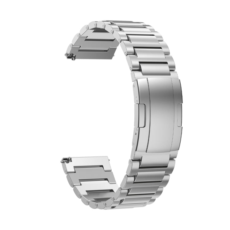22mm Three Strains Vertical Riser Turtle Buckle Titanium Metal Watch Band(Silver) by bashfashion