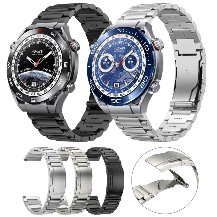 22mm Three Strains Vertical Riser Turtle Buckle Titanium Metal Watch Band(Silver) by bashfashion