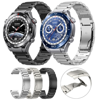 22mm Three Strains Vertical Riser Turtle Buckle Titanium Metal Watch Band(Silver) by bashfashion