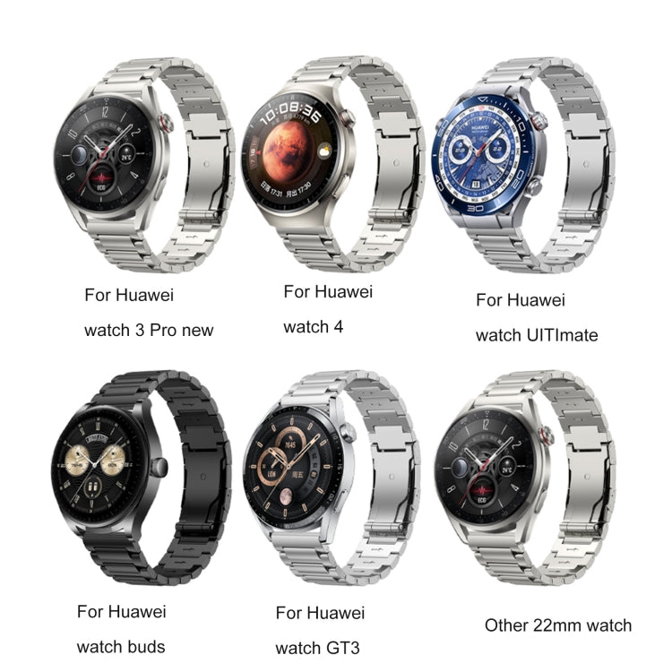 22mm Three Strains Vertical Riser Turtle Buckle Titanium Metal Watch Band(Silver) by bashfashion