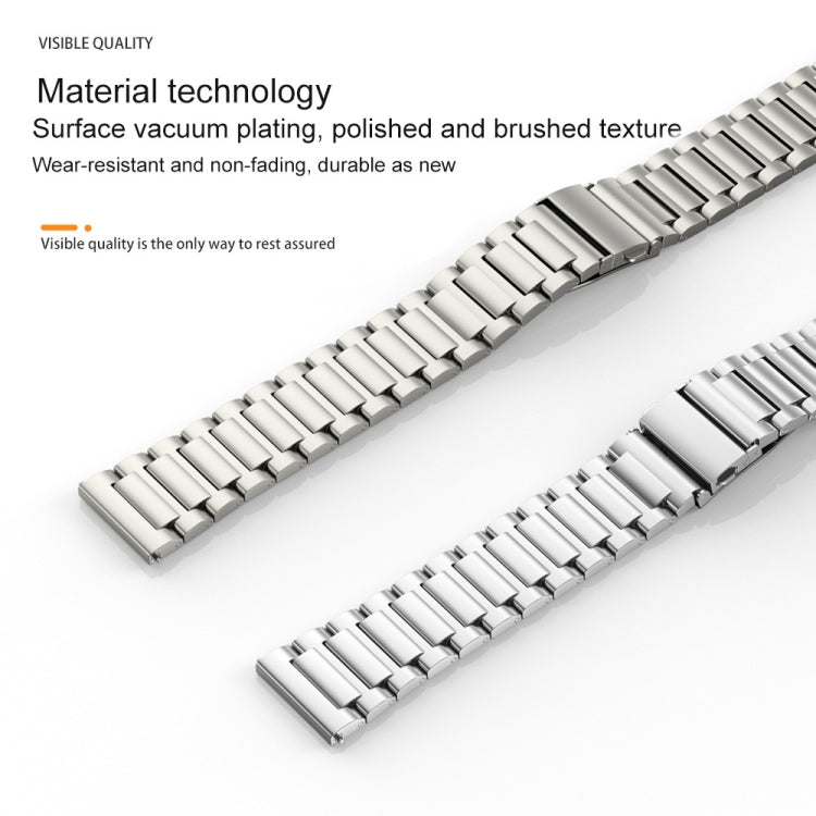 22mm Three Strains Jump Buckle Titanium Metal Watch Band(Silver) by bashfashion