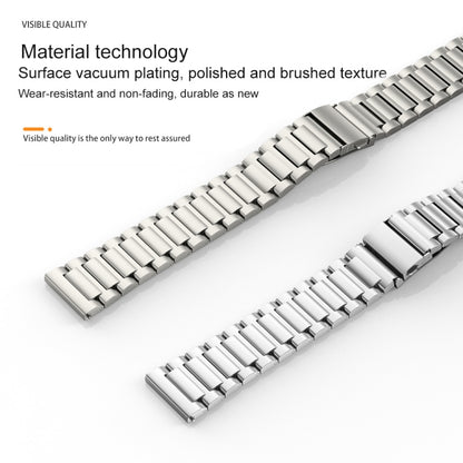 22mm Three Strains Jump Buckle Titanium Metal Watch Band(Silver) by bashfashion