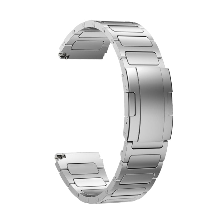 22mm Three Strains Uplift Turtle Buckle Titanium Metal Watch Band(Silver) by bashfashion
