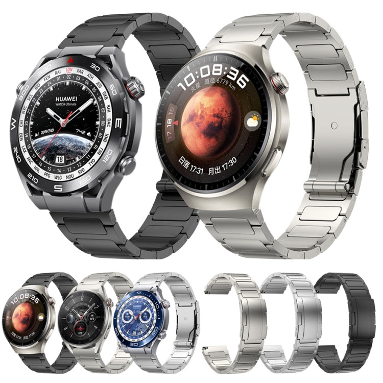 22mm Three Strains Uplift Turtle Buckle Titanium Metal Watch Band(Silver) by bashfashion