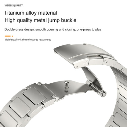 22mm Three Strains Uplift Turtle Buckle Titanium Metal Watch Band(Silver) by bashfashion