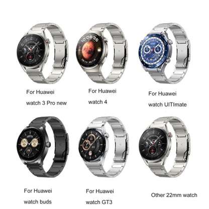 22mm Three Strains Uplift Turtle Buckle Titanium Metal Watch Band(Silver) by bashfashion