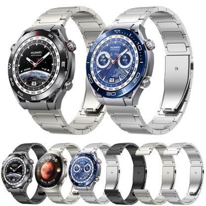 22mm Three Strains Uplift Jump Buckle Titanium Metal Watch Band(Silver) by bashfashion