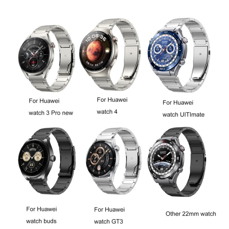 22mm Three Strains Uplift Jump Buckle Titanium Metal Watch Band(Silver) by bashfashion