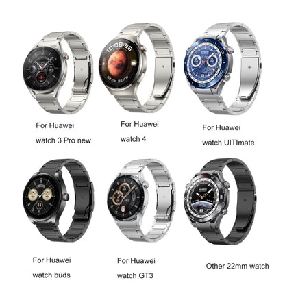 22mm Three Strains Uplift Jump Buckle Titanium Metal Watch Band(Silver) by bashfashion