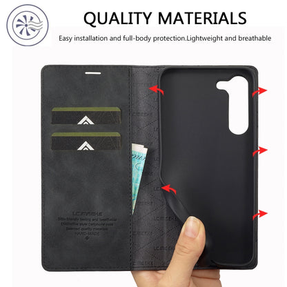 For Samsung Galaxy S24+ 5G LC.IMEEKE Strong Magnetism Microfiber Leather Phone Case(Black) by LC.IMEEKE