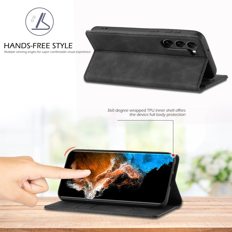 For Samsung Galaxy S24+ 5G LC.IMEEKE Strong Magnetism Microfiber Leather Phone Case(Black) by LC.IMEEKE