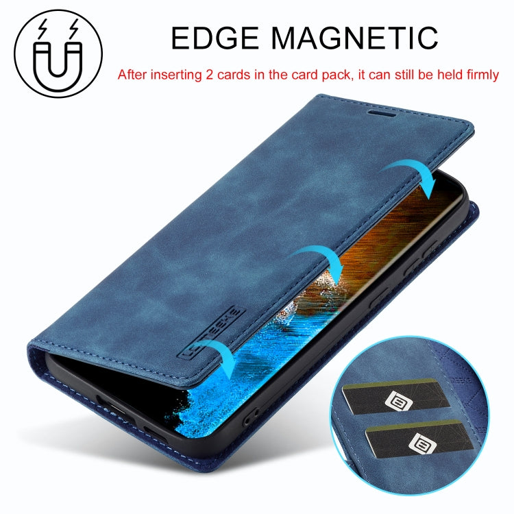 For Samsung Galaxy S24 5G LC.IMEEKE Strong Magnetism Microfiber Leather Phone Case(Blue) by LC.IMEEKE