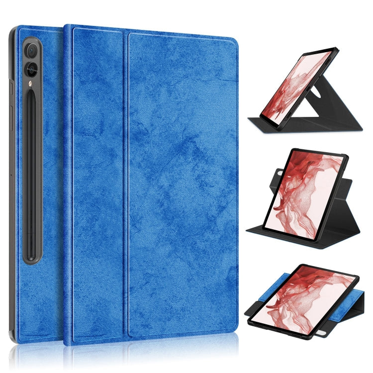 For Samsung Galaxy Tab S9 360 Rotation Stand Smart Leather Tablet Case(Blue) by bashfashion