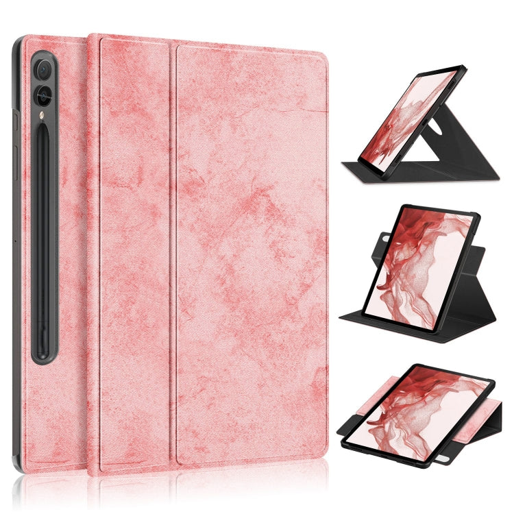For Samsung Galaxy Tab S9 360 Rotation Stand Smart Leather Tablet Case(Pink) by bashfashion