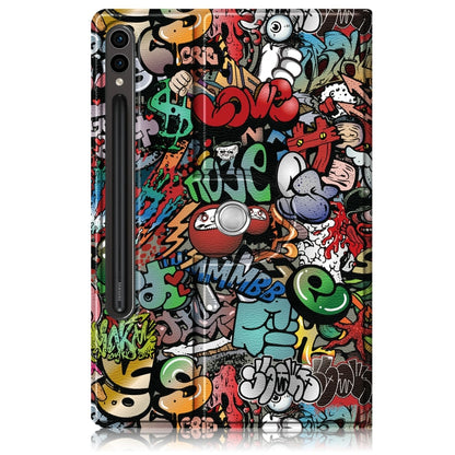 For Samsung Galaxy Tab S9 360 Rotation Stand Painted Smart Leather Tablet Case(Graffiti) by bashfashion