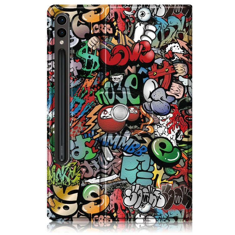For Samsung Galaxy Tab S9+ 360 Rotation Stand Painted Smart Leather Tablet Case(Graffiti) by bashfashion