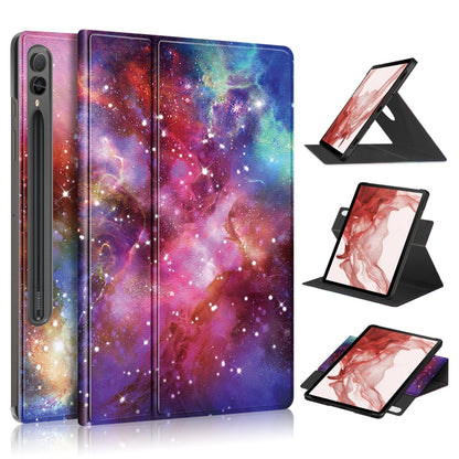 For Samsung Galaxy Tab S9+ 360 Rotation Stand Painted Smart Leather Tablet Case(Milky Way) by bashfashion