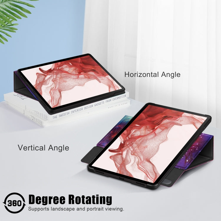 For Samsung Galaxy Tab S9+ 360 Rotation Stand Painted Smart Leather Tablet Case(Milky Way) by bashfashion