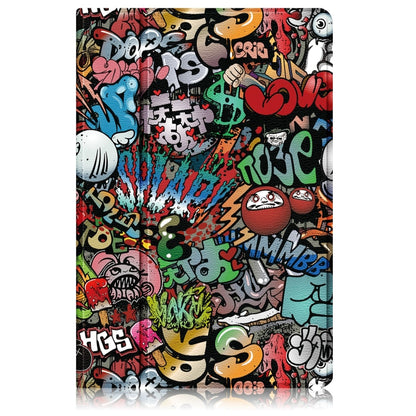 For Samsung Galaxy Tab A11+ / A9+ 360 Rotation Stand Painted Smart Leather Tablet Case(Graffiti) by bashfashion